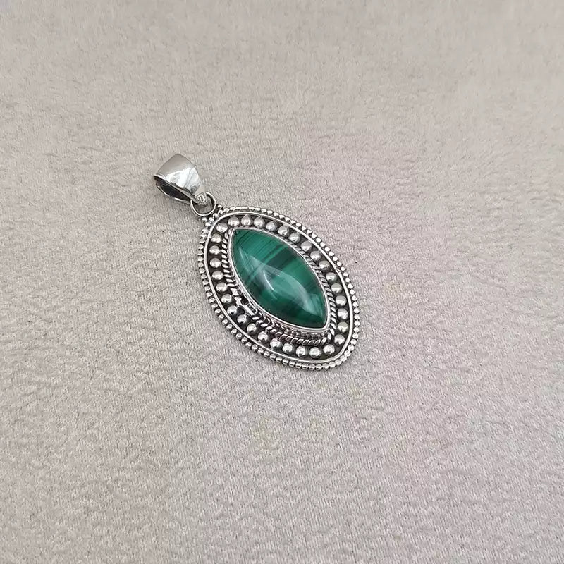 Pendentif marquise malachite "PI1223.M"
