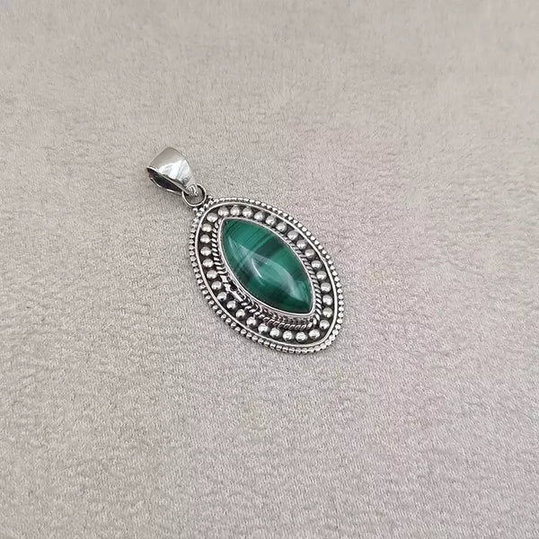 Pendentif marquise malachite "PI1223.M"