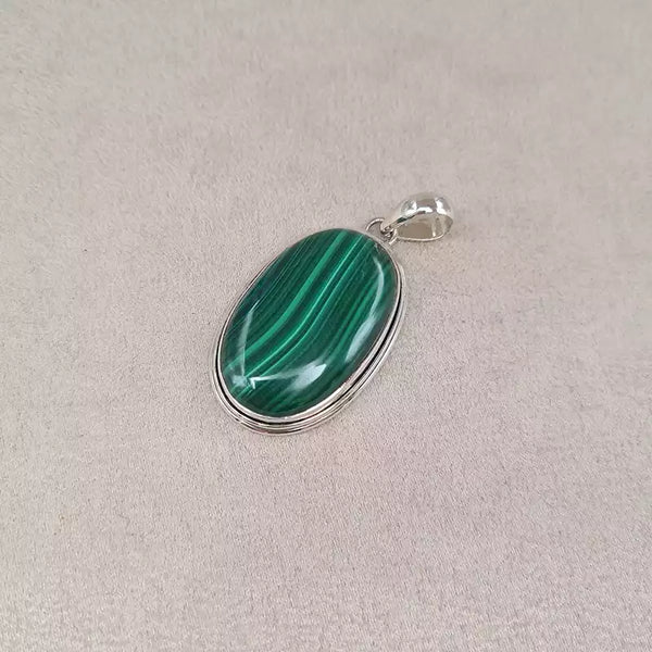 Gros pendentif ovale malachite "PI1224"