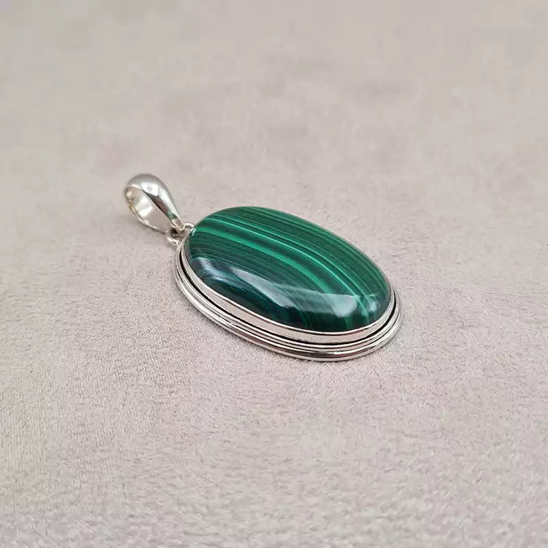 Gros pendentif ovale malachite "PI1224"