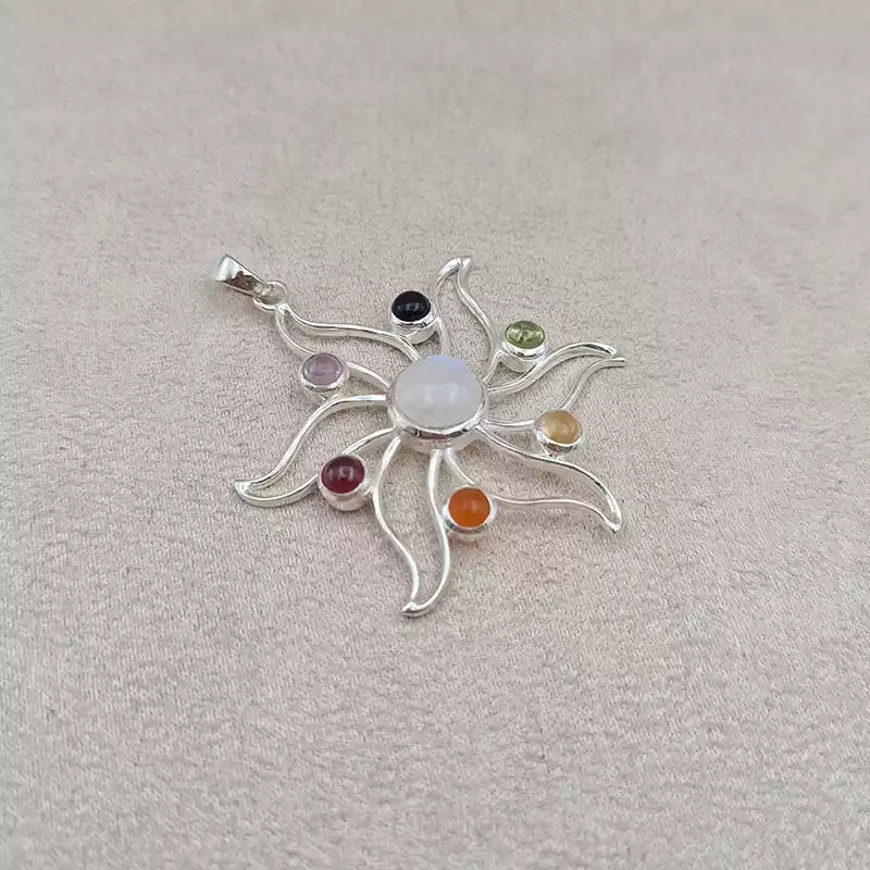 Pendentif soleil 7 chakras "PI1228"