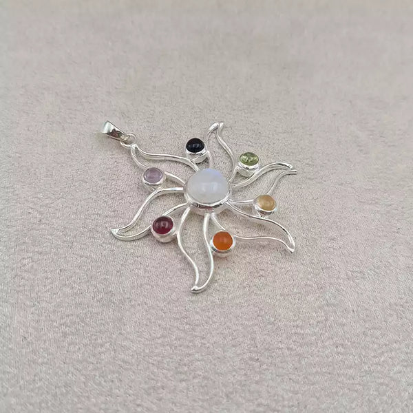Pendentif soleil 7 chakras "PI1228"