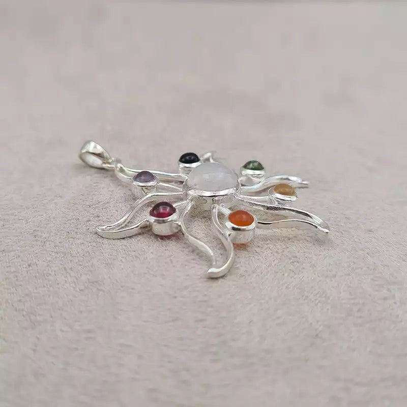 Pendentif soleil 7 chakras "PI1228"