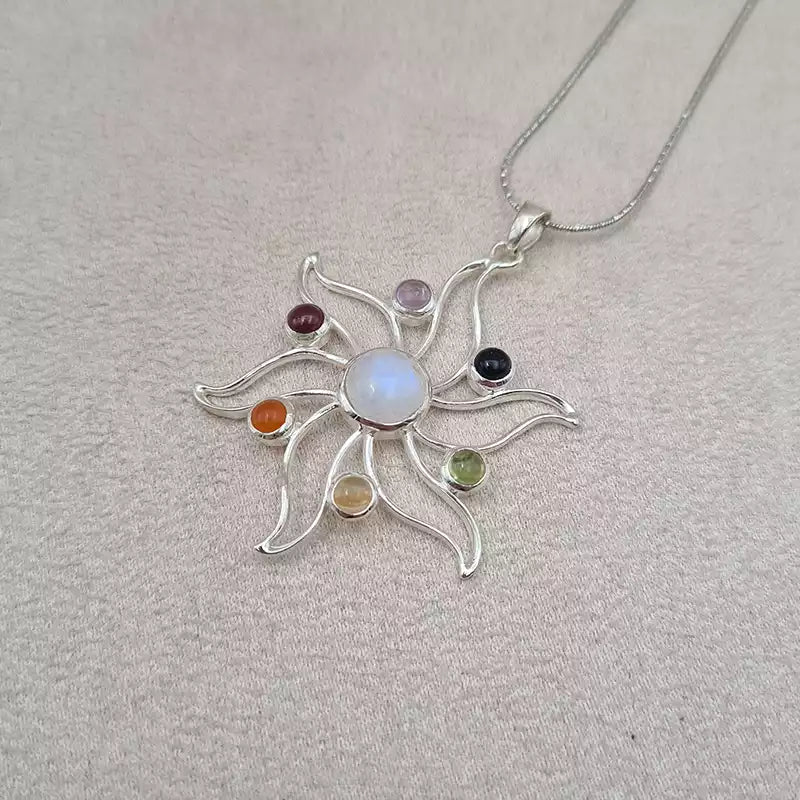 Pendentif soleil 7 chakras "PI1228"