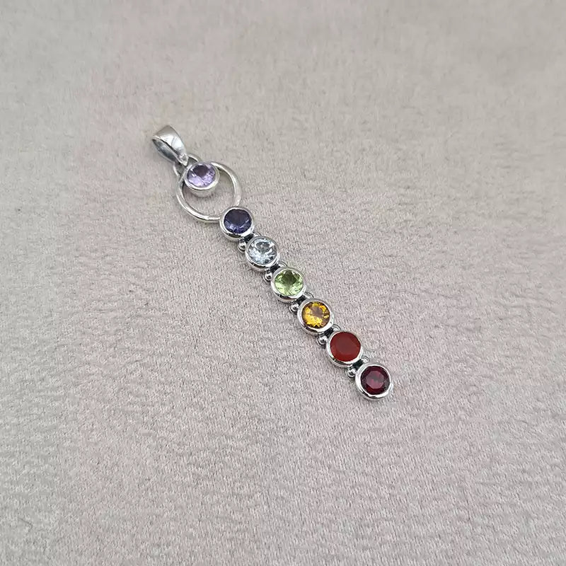 Pendentif verticale 7 chakras "PI1229"