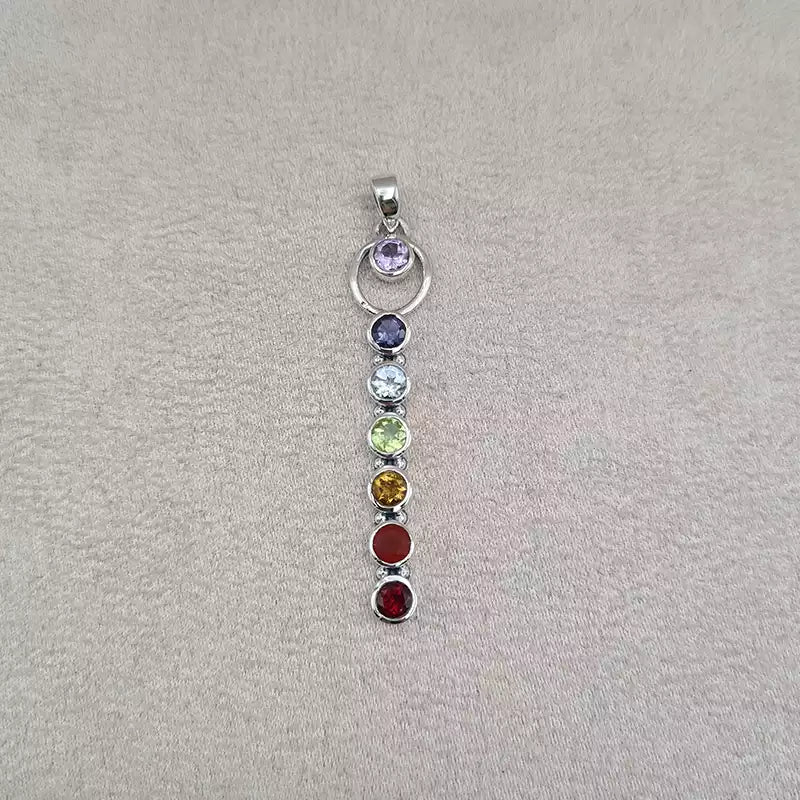 Pendentif verticale 7 chakras "PI1229"