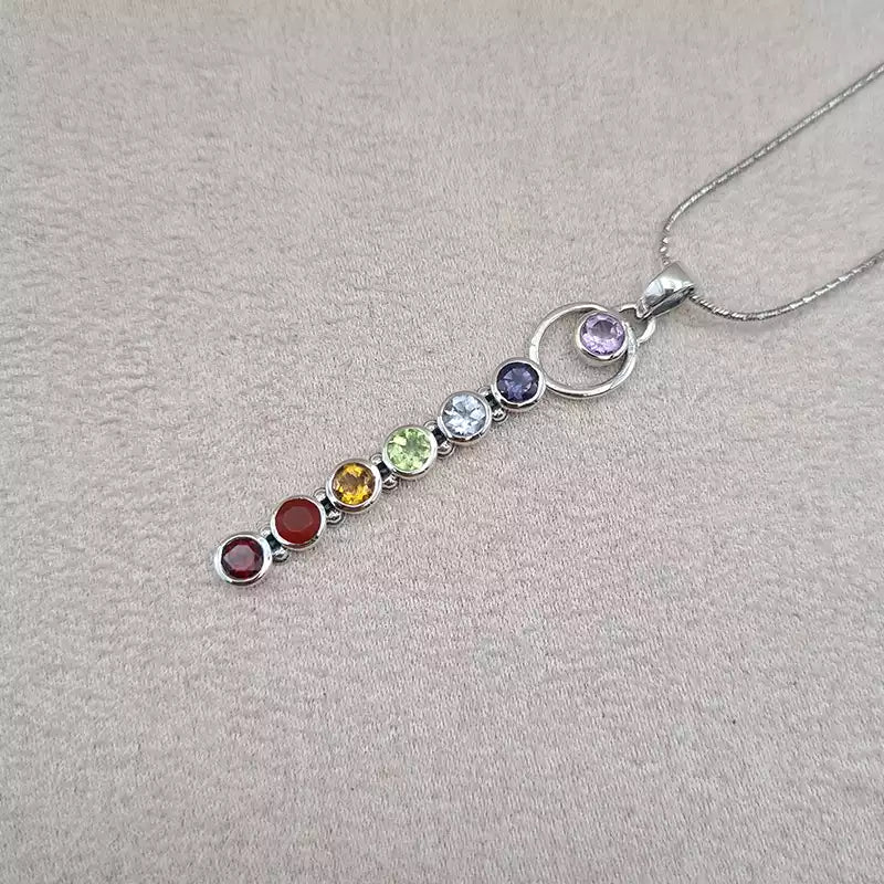 Pendentif verticale 7 chakras "PI1229"