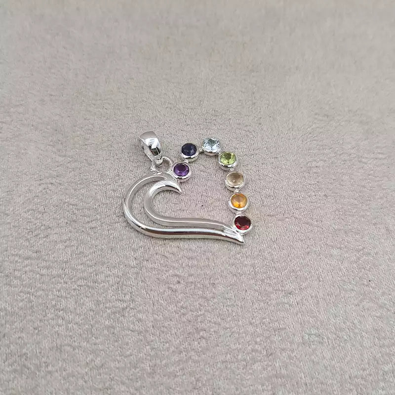 Pendentif coeur 7 chakras "PI1230"