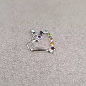 Pendentif coeur 7 chakras "PI1230"