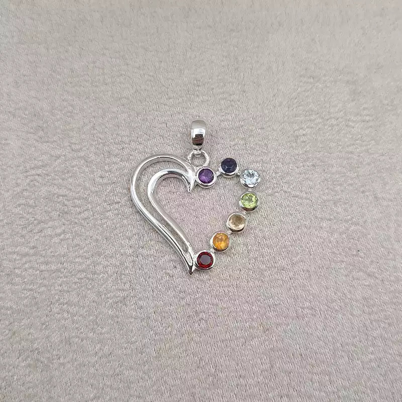 Pendentif coeur 7 chakras "PI1230"