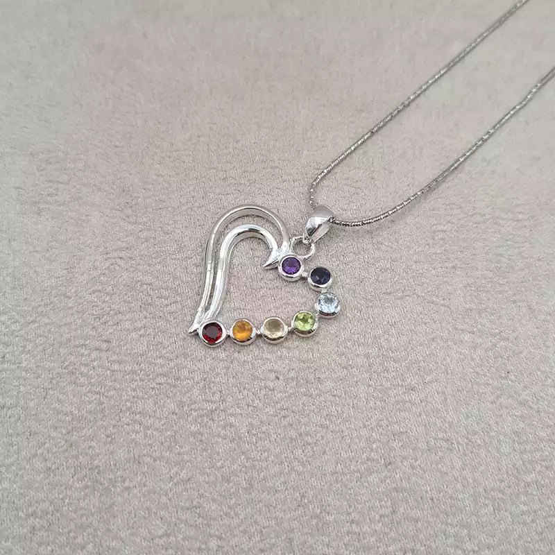 Pendentif coeur 7 chakras "PI1230"