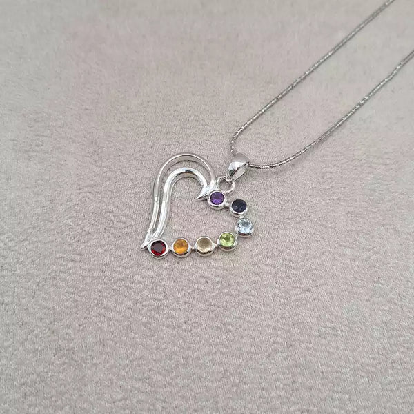 Pendentif coeur 7 chakras "PI1230"