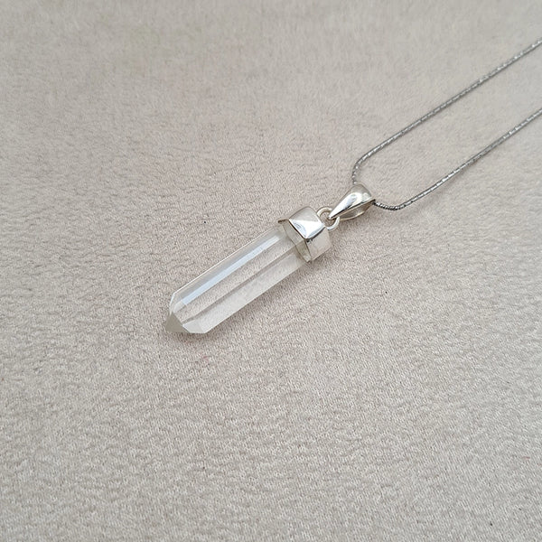 Pendentif crayon cristal de roche taillé "PI1243.CR"