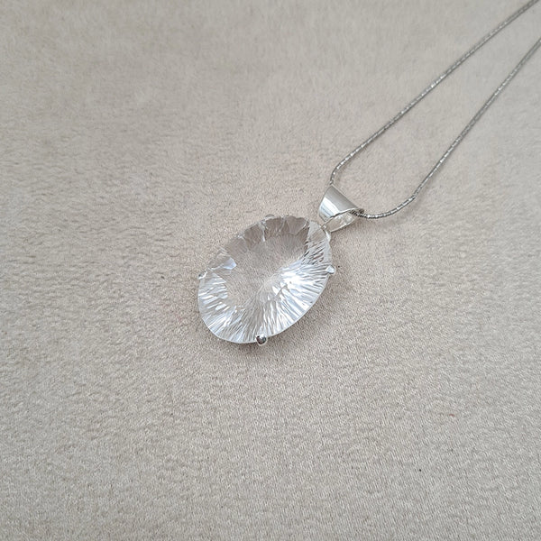 Pendentif ovale cristal de roche "PI1249.CR"