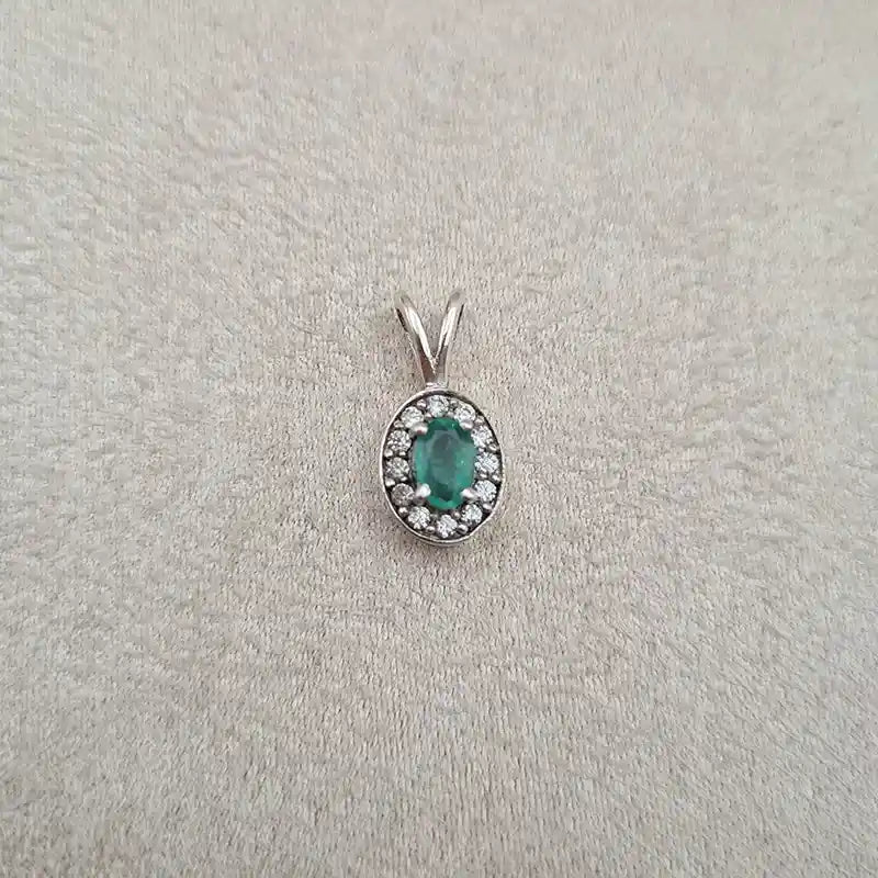 Pendentif émeraude rhodié "PI1281.E"