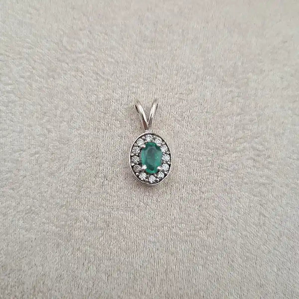 Pendentif émeraude rhodié "PI1281.E"