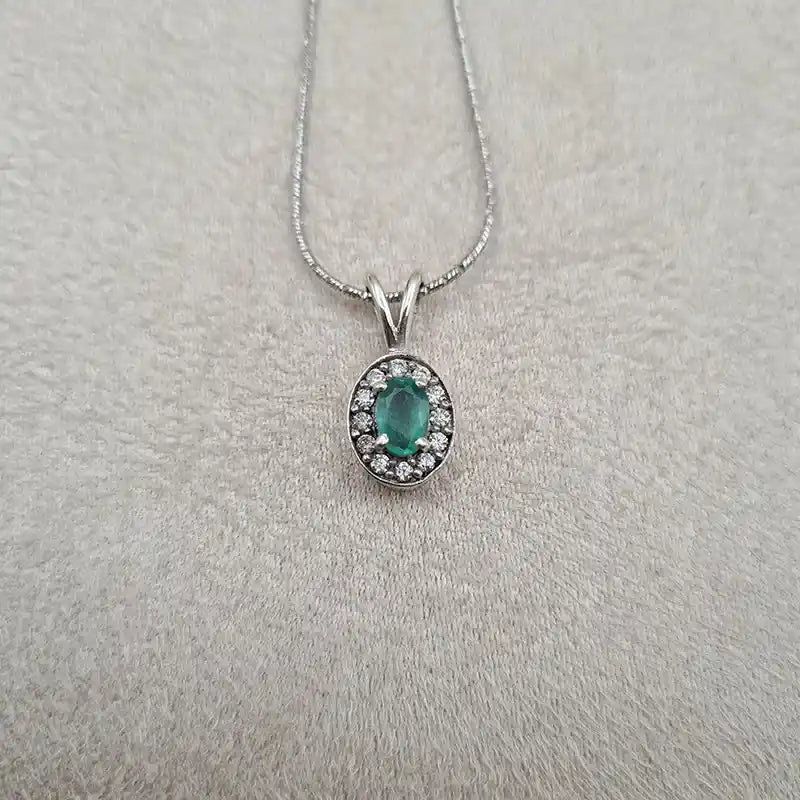 Pendentif émeraude rhodié "PI1281.E"