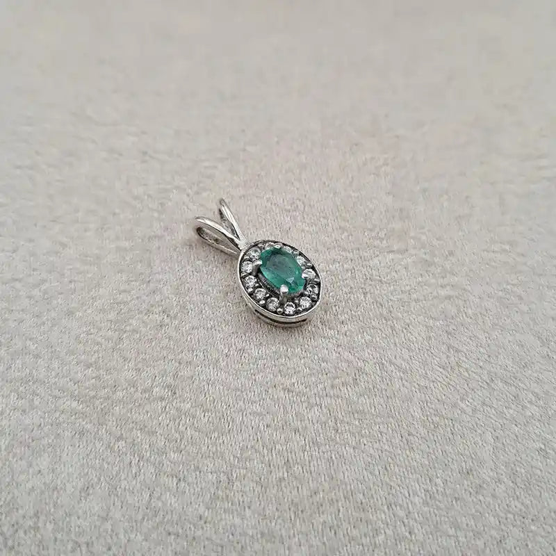 Pendentif émeraude rhodié "PI1281.E"