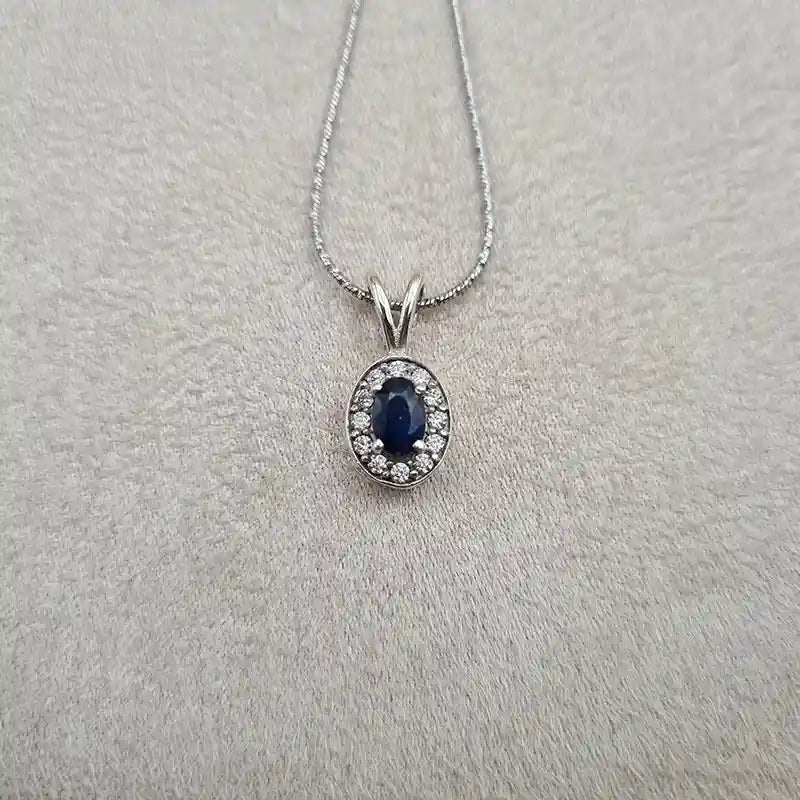 Pendentif saphir rhodié "PI1281.S"