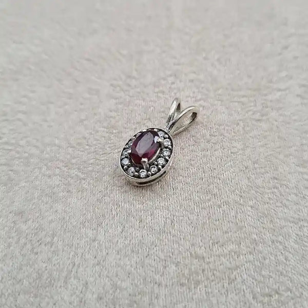 Pendentif grenat rhodié "PI1282.G"