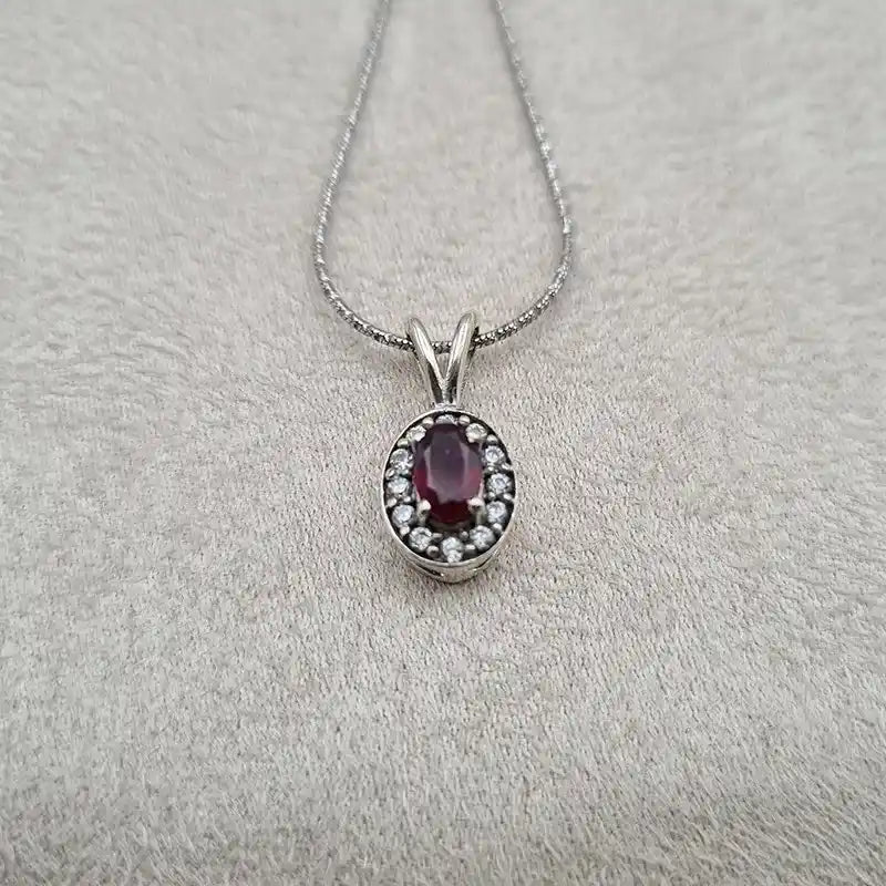 Pendentif grenat rhodié "PI1282.G"