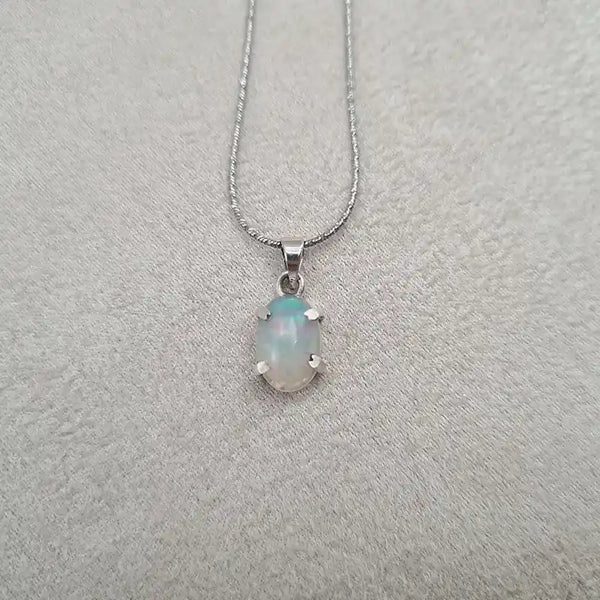 Pendentif opale rhodié "PI1283"