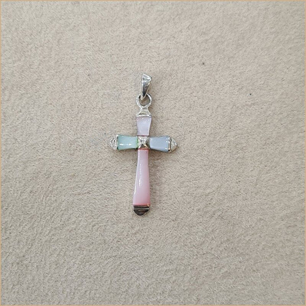 Pendentif en croix en nacre multicolore "PN1076.M"
