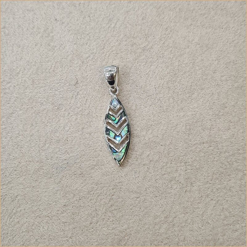 Pendentif plume géométrique en abalone "PN1101.A"