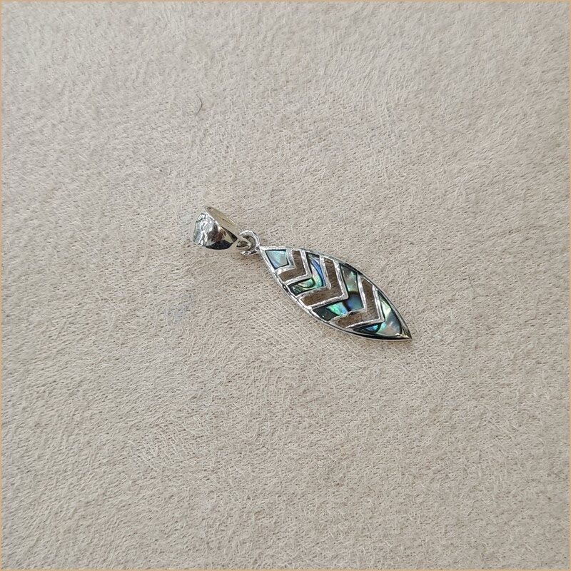 Pendentif plume géométrique en abalone "PN1101.A"