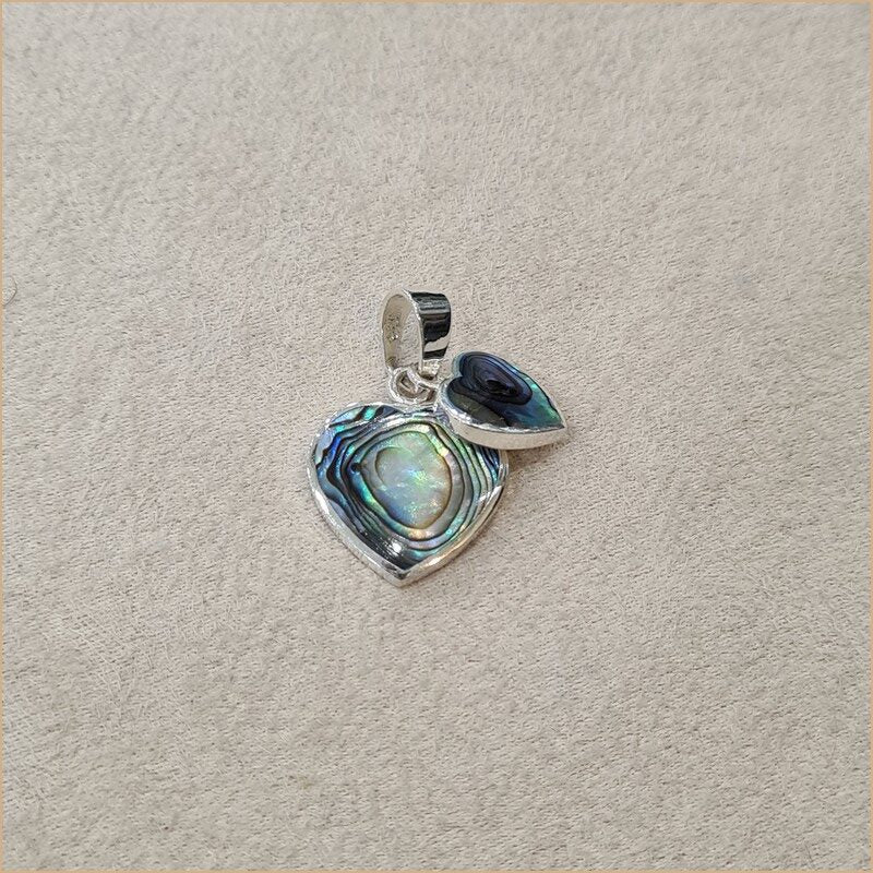 Pendentif double coeur en abalone "PN1108.A"