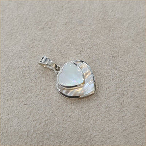 Pendentif double coeur en nacre blanche "PN1108.W"