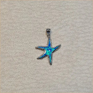 Pendentif étoile de mer opaline bleue "PO181.B"