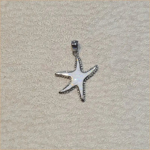 Pendentif étoile de mer opaline blanche "PO181.W"
