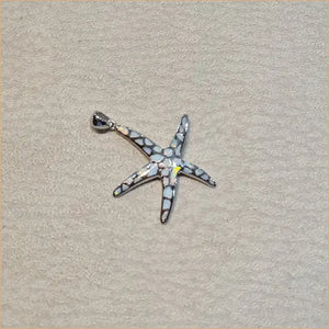 Pendentif étoile de mer opaline blanche "PO183.W"