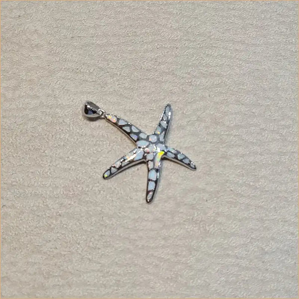 Pendentif étoile de mer opaline blanche "PO183.W"