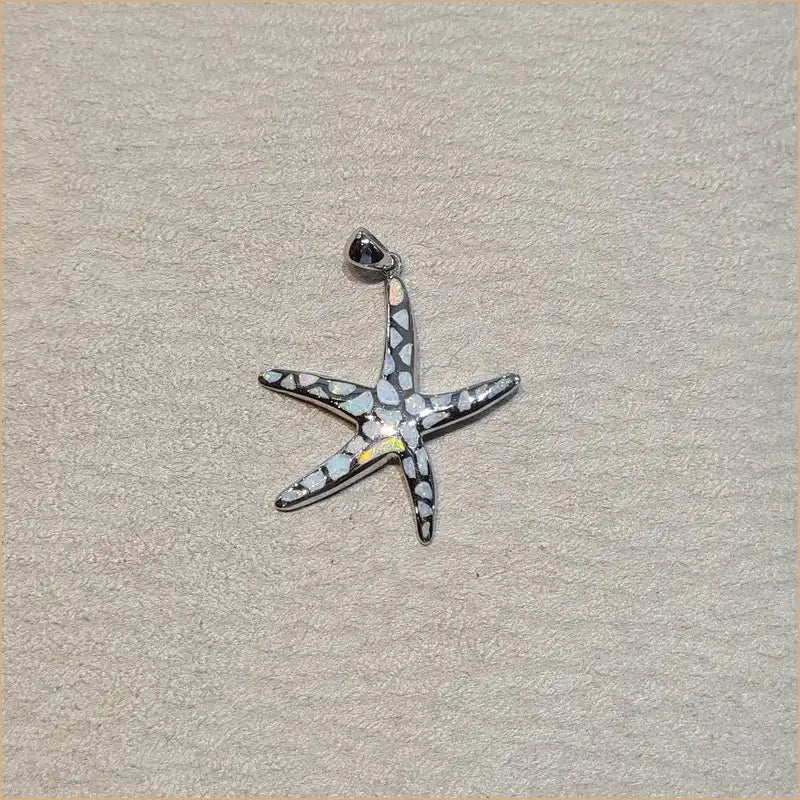 Pendentif étoile de mer opaline blanche "PO183.W"