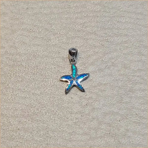 Pendentif étoile de mer opaline bleue "PO184.B"