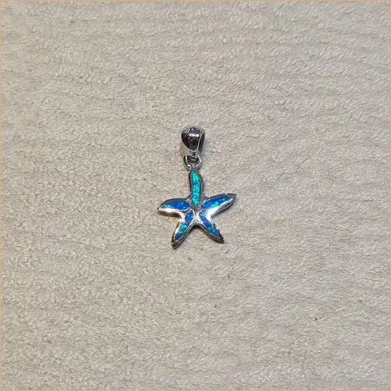 Pendentif étoile de mer opaline bleue "PO184.B"