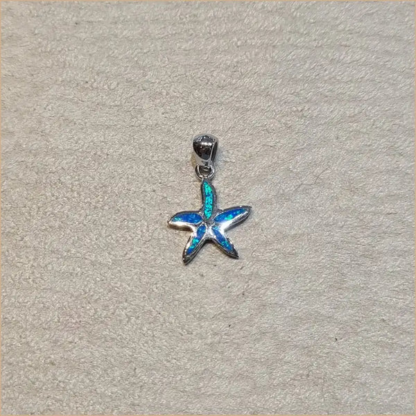 Pendentif étoile de mer opaline bleue "PO184.B"