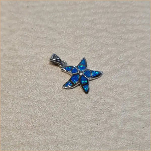 Pendentif étoile de mer opaline bleue "PO185.B"