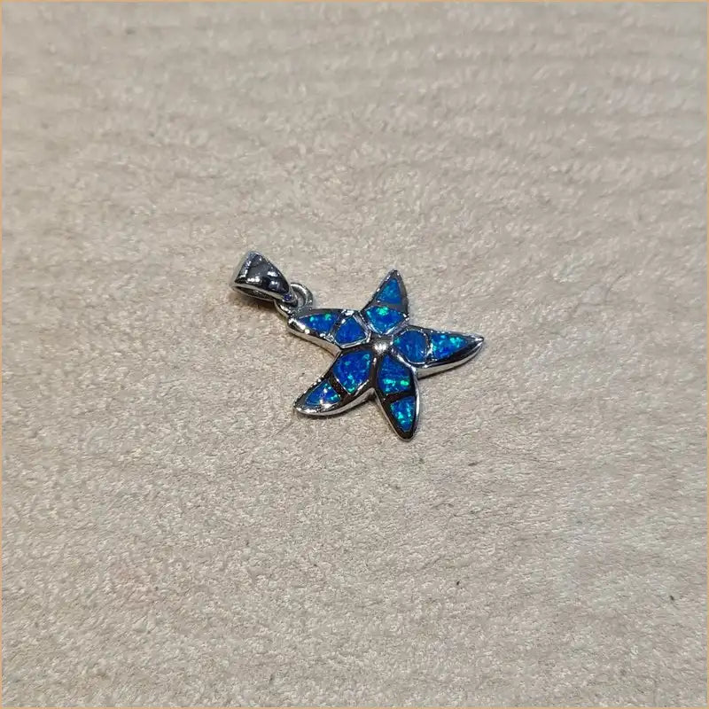 Pendentif étoile de mer opaline bleue "PO185.B"