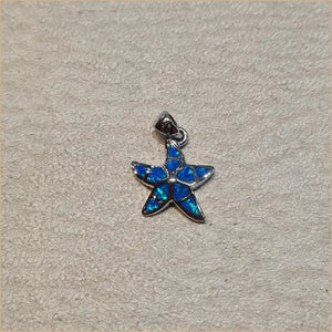 Pendentif étoile de mer opaline bleue "PO185.B"
