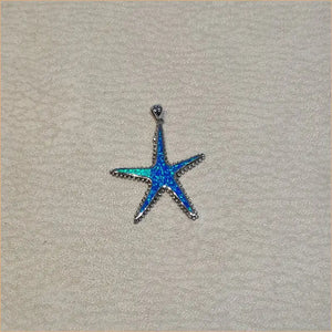 Pendentif étoile de mer opaline bleue "PO186.B"