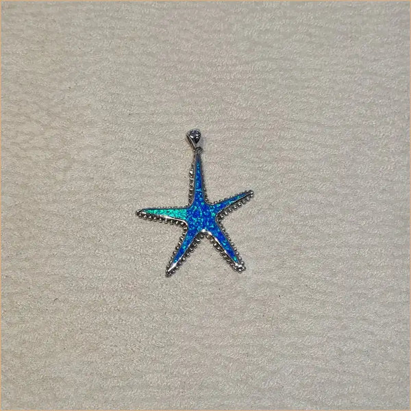 Pendentif étoile de mer opaline bleue "PO186.B"