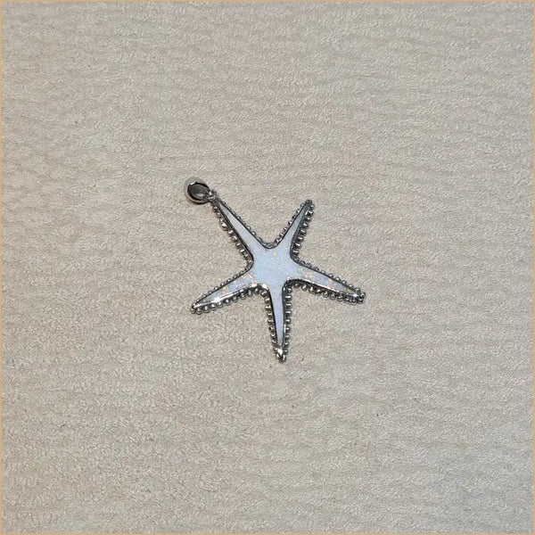 Pendentif étoile de mer opaline blanche "PO186.W"