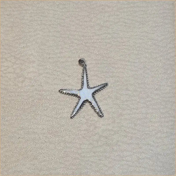Pendentif étoile de mer opaline blanche "PO186.W"
