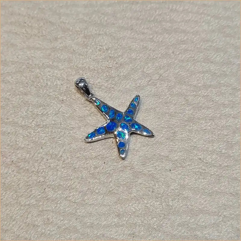 Pendentif étoile de mer opaline bleue "PO187.B"