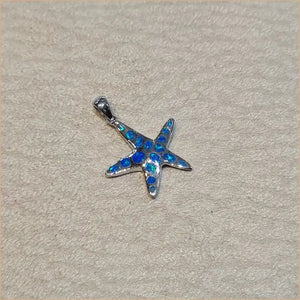 Pendentif étoile de mer opaline bleue "PO187.B"