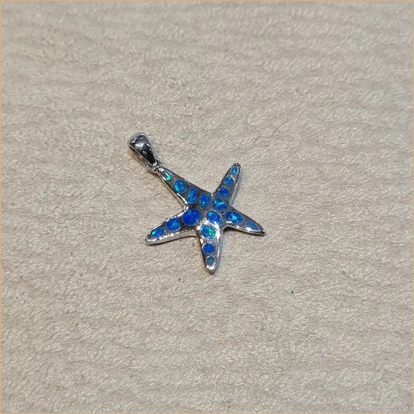 Pendentif étoile de mer opaline bleue "PO187.B"