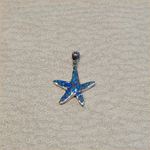 Pendentif étoile de mer opaline bleue "PO187.B"